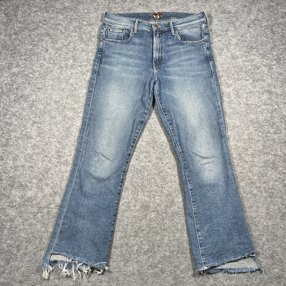 Mother Jeans Womens 30x26 Blue Insider Crop Step Fray Cropped Distressed Denim